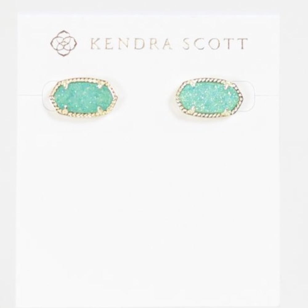 Gold and Teal drusy Kendra Scott earrings
